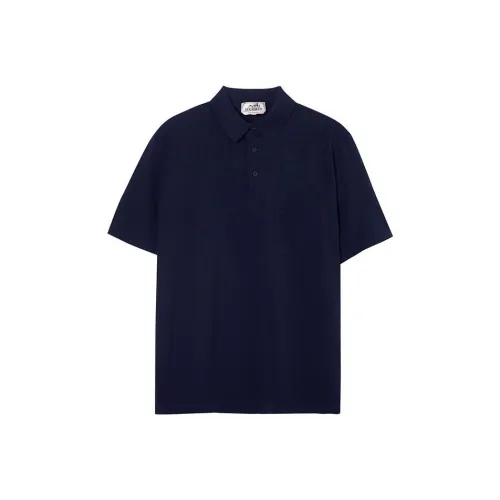 HERMES Polo Shirt Men's Marine Blue