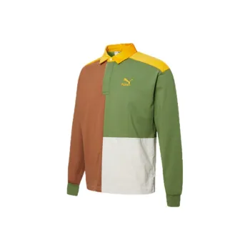 PUMA RETRO Polo Shirt Men's Yellow Earth Ochre