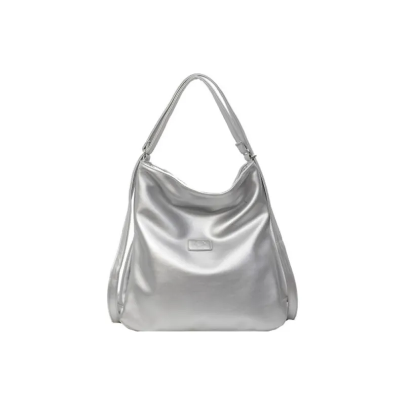 FCTOSSR PU Double Shoulder Backpack Regular Women's Black White Silver Pink-0