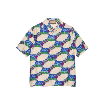 GUCCI 3D Gg Print Silk Shirt