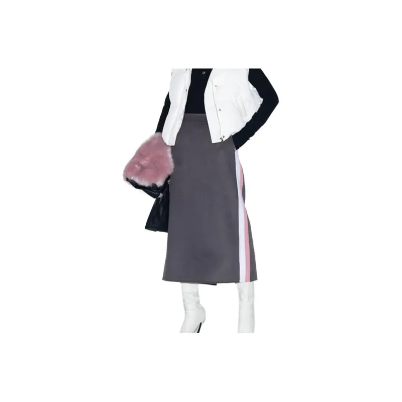 GIMING Casual Long Skirt Women's Pink+White+Gray-3