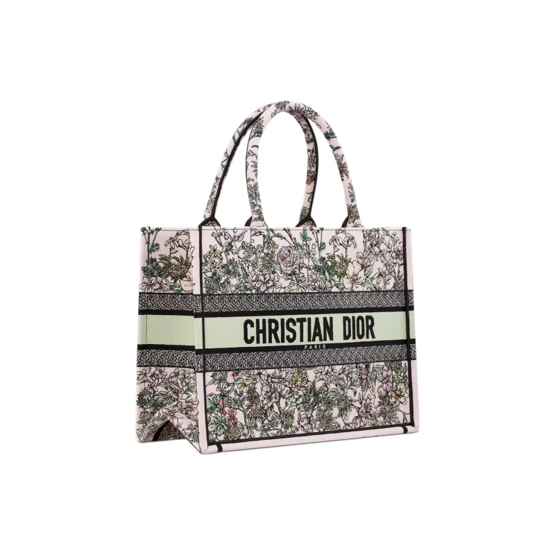 DIOR BookTote Cotton Handbag Medium Size Women's Pink Multicolor-1
