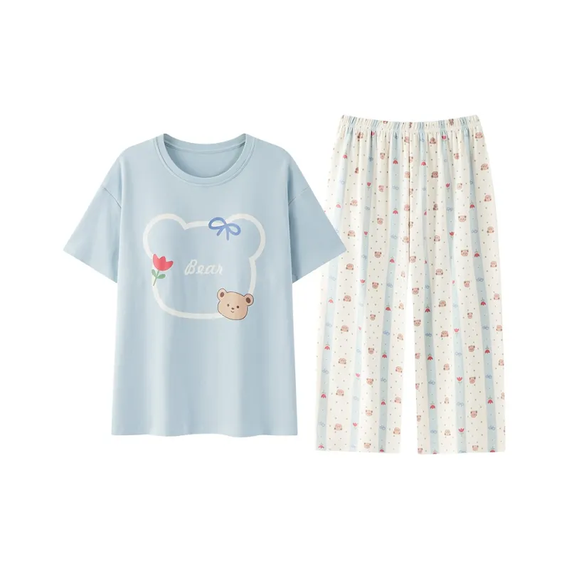 CHUDUAN Pajama Set Women's Blue-0