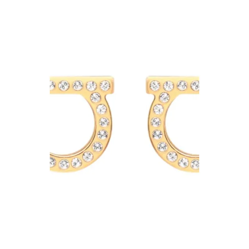 Ferragamo Logo Crystal Embellished Earrings-1