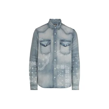AMIRI Bandana Print Denim Shirt