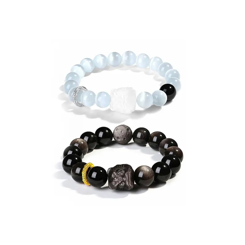 CMFY Glass Cat Eye Jade Bracelets Unisex-2