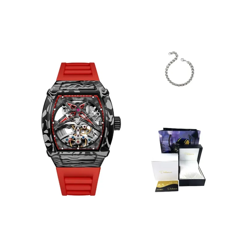 Dulunwe Fissioner Collection Automatic Mechanical Movement TPU Strap Watch Men's Watches Black Dial-9