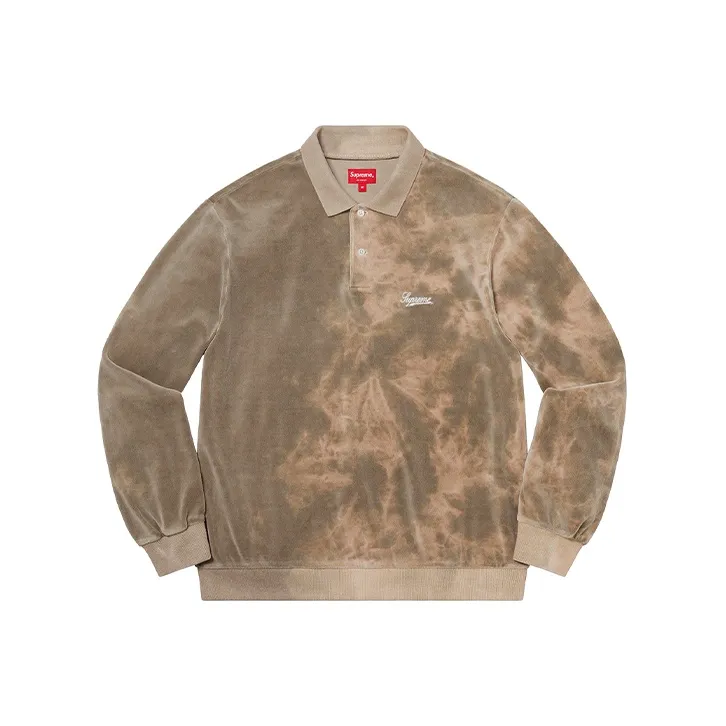 Supreme Bleached Velour L/S Polo-1