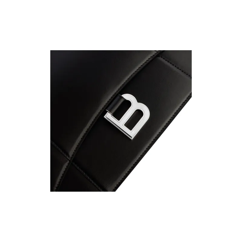Balenciaga Hourglass Calfskin Shoulder Bag Medium Size Women's Black-3