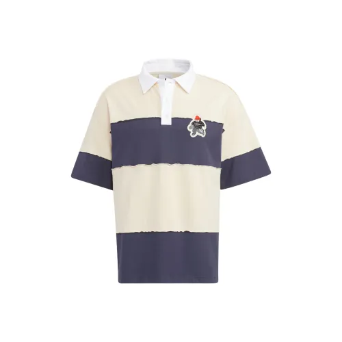 adidas originals CHARR Cartoon Striped Colorblock Polo Shirt Yellow