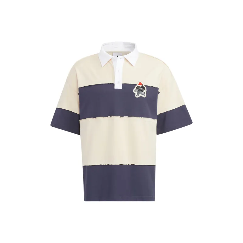 adidas originals CHARR Cartoon Striped Colorblock Polo Shirt Yellow-0