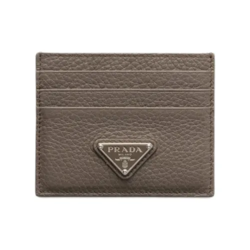 PRADA Calfskin Card Holder Men's Gray