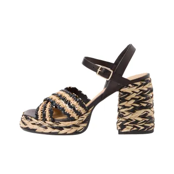 Castañer Strap Sandals 7cm Women's Black/Tan