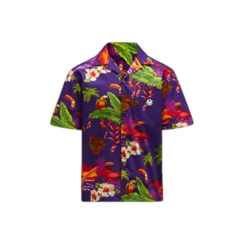 MONCLER GENIUS X Palm Angels Hawaiian Print Short Sleeve Shirt