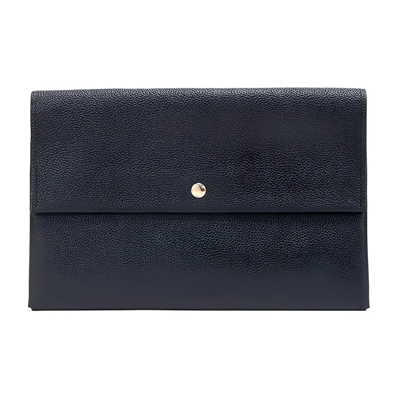 COACH Envelope Leather Clutch Large Size Women's Black-0