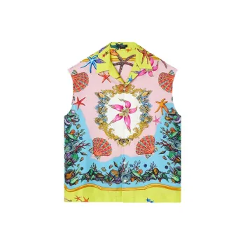 VERSACE Trésor De La Mer Print Sleeveless Silk Shirt