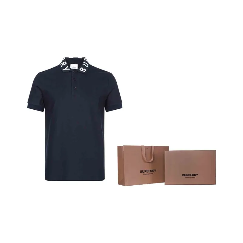 Burberry Men's Ryland Collar Logo Polo Shirt Navy-6