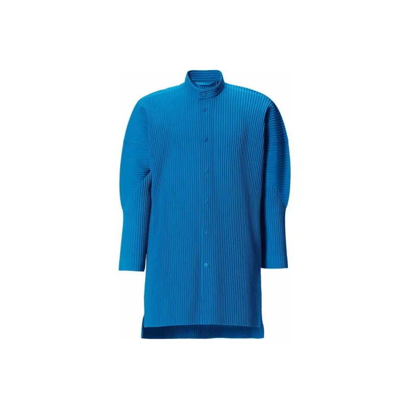 Homme Plissé Issey Miyake Shirts Men Turquoises Blue-0