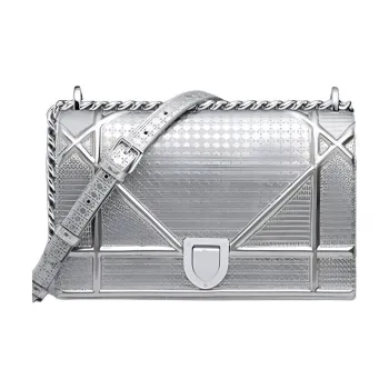 DIOR Calfskin Shield Bag Shoulder Bag Crossbody Bag Regular Women's Silver