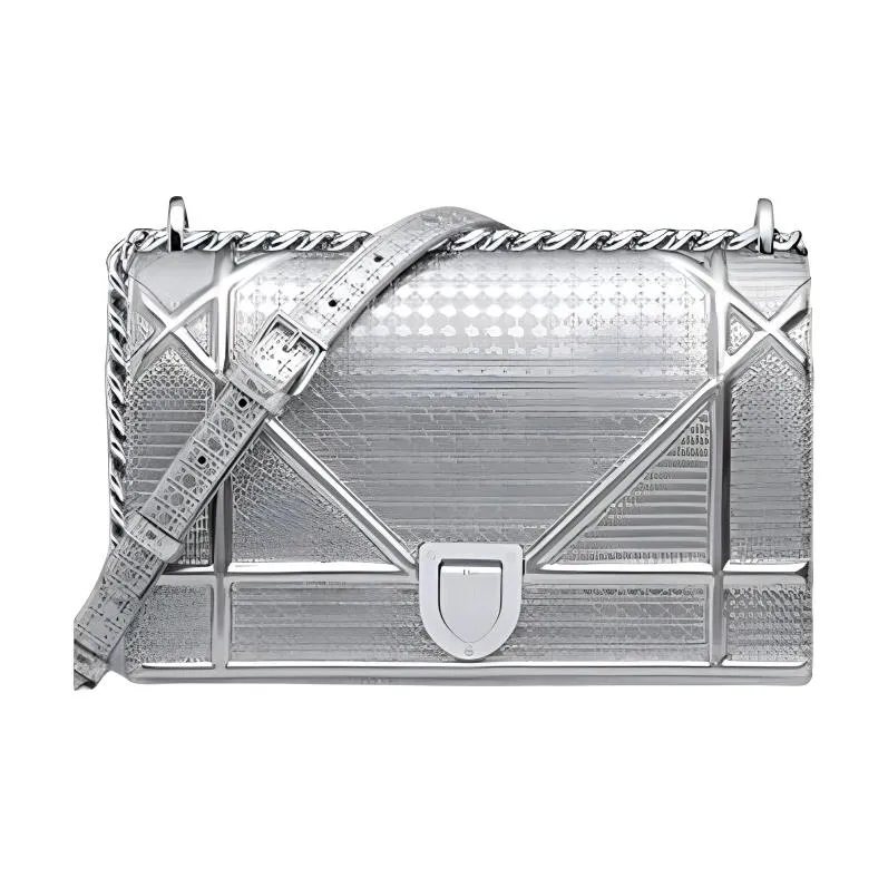 DIOR Calfskin Shield Bag Shoulder Bag Crossbody Bag Regular Women's Silver-0