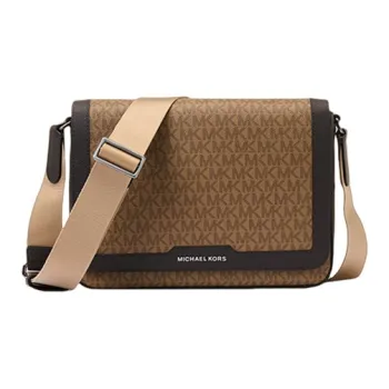 MICHAEL KORS Hudson Artificial Leather Crossbody Bag Men's Camel & Coffee
