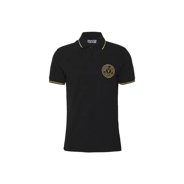 VERSACE JEANS COUTURE V Emblem Cotton Polo Shirt-0