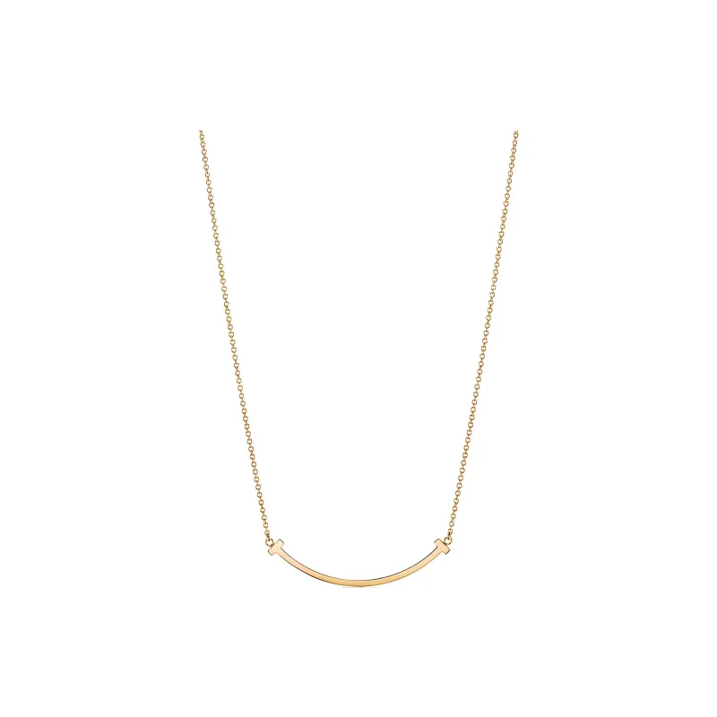 TIFFANY & CO. 2010s 18k Rose Gold T smile Diamond Necklace-1
