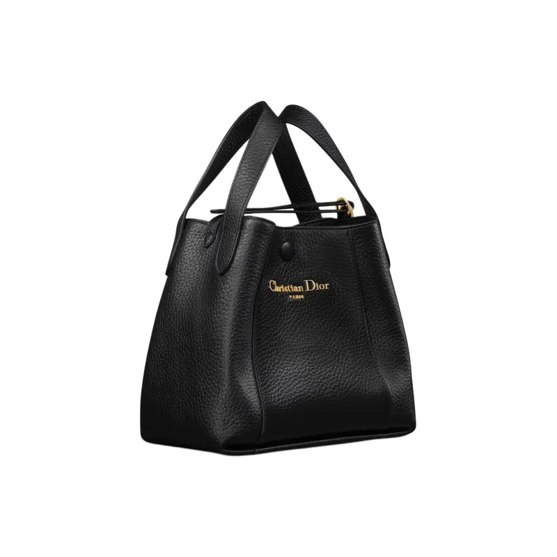 DIOR Cow Leather Basket Bag, Bucket Bag, Handbag Small Size Women's Black-2