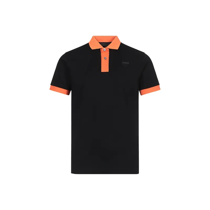 PRADA Polo Shirts Men Black Orange-0