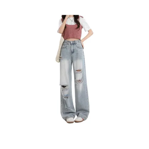 Flowers In Water Jeans Women's Light Blue