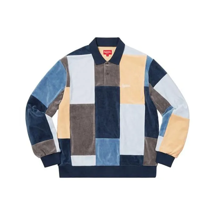 Supreme Patchwork Velour L/S Polo-1