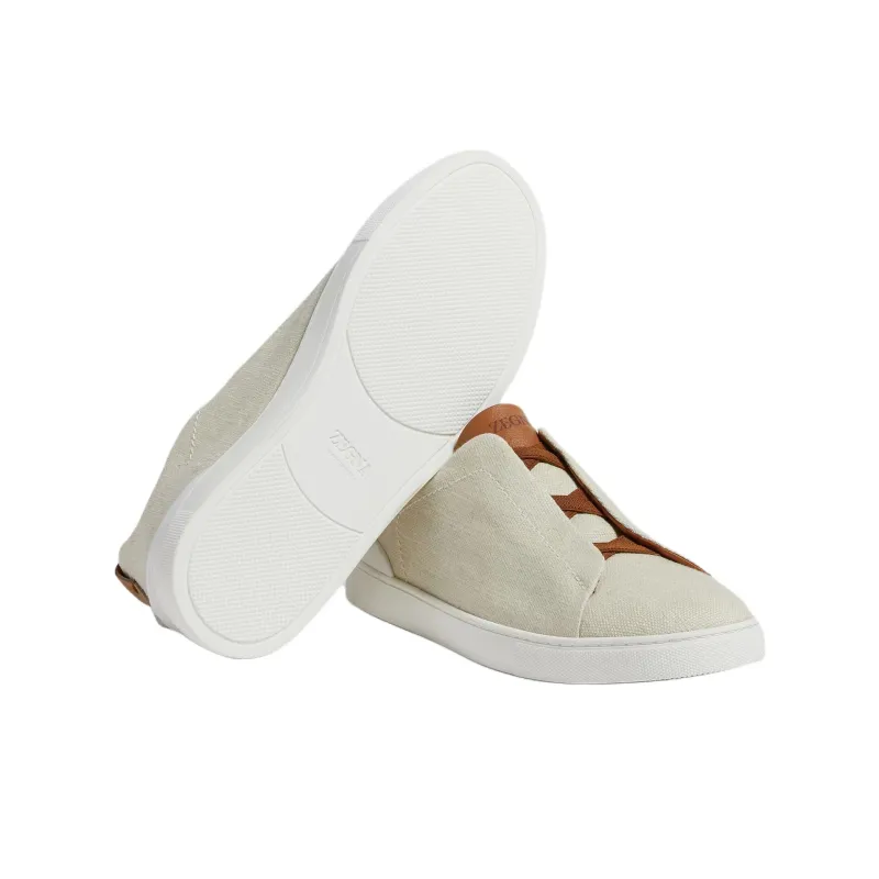 Zegna Triple Stitch Low Top Skateboard Shoes Men's Gray White-4