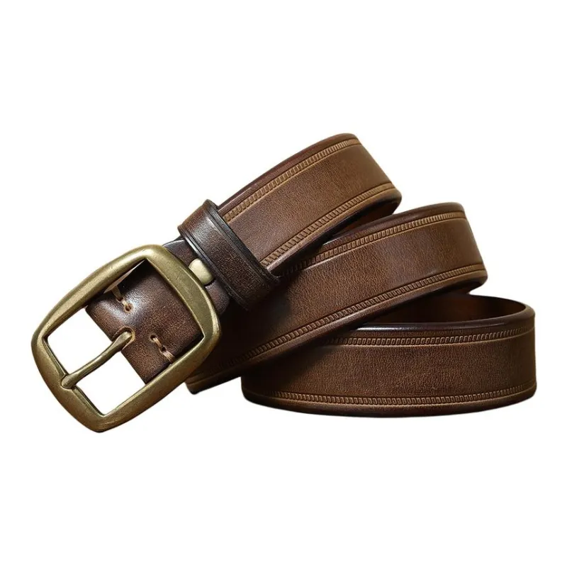 JEANSWEST Cow Leather, Genuine Leather, Copper Leather Belts Men's 3.3CM-2