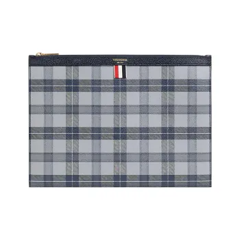 THOM BROWNE All Over Tartan Print Medium Clutch Bag