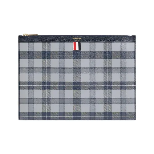 THOM BROWNE All Over Tartan Print Medium Clutch Bag