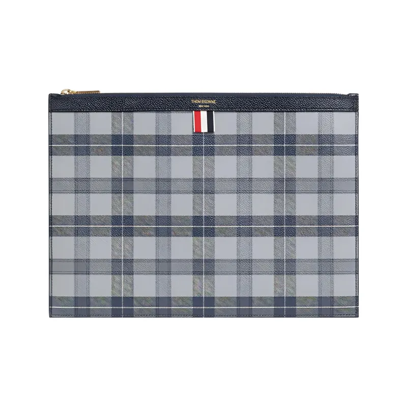 THOM BROWNE All Over Tartan Print Medium Clutch Bag-0