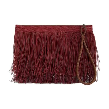 Johanna Ortiz Natural Fiber Clutch Women's Burgundy Color