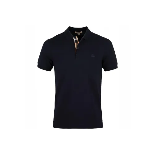Burberry Logo Lapel Short Sleeve Polo Shirt Navy Blue