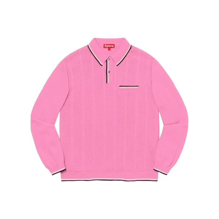 Supreme Stripe Rib L/S Knit Polo-0