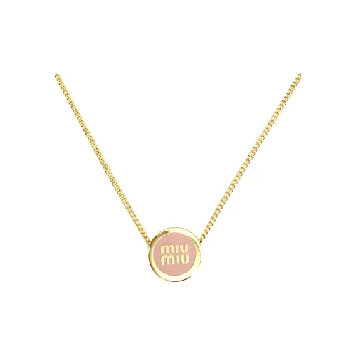 MIU MIU Enamel Metal Necklaces Women's Gold
