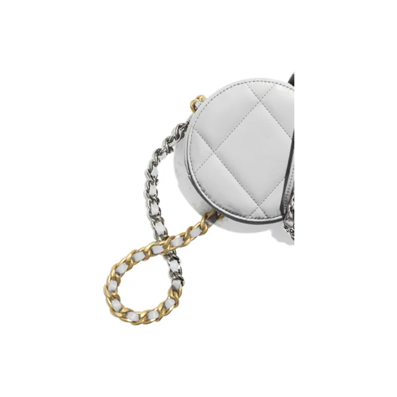 CHANEL 19Bag Calfskin Evening Bag, Round Bag, Clutch, Shoulder Bag, Crossbody Bag Women's Silver-2