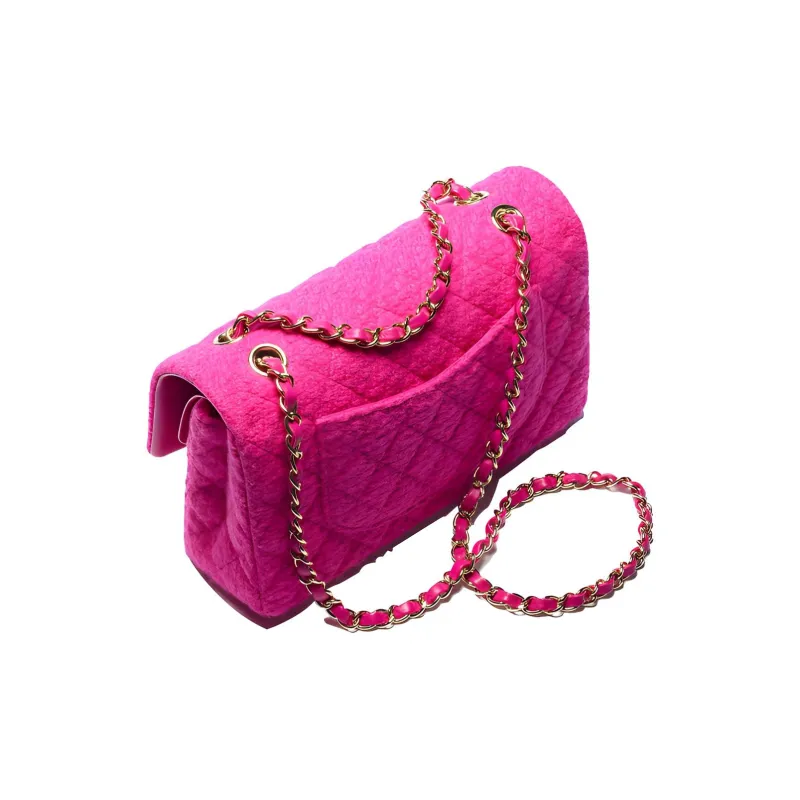 CHANEL Classic Flap CF Cashmere Twill Soft Woolen Flap Bag, Shoulder Bag, Crossbody Bag Women's Peach Pink-2