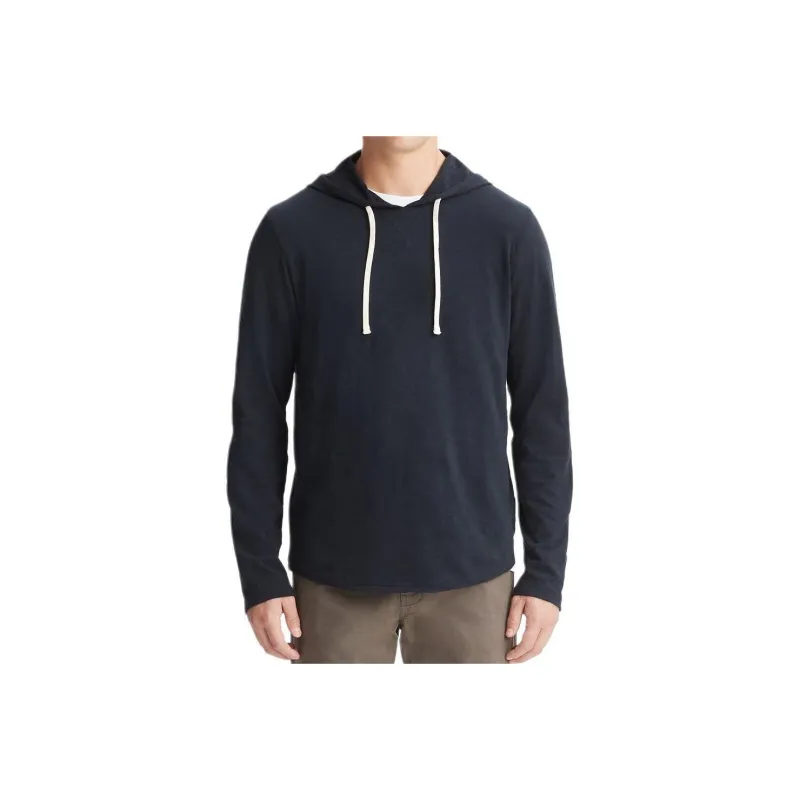 VINCE Textured Cotton Hoodie Sweatshirt Men's Navy-0