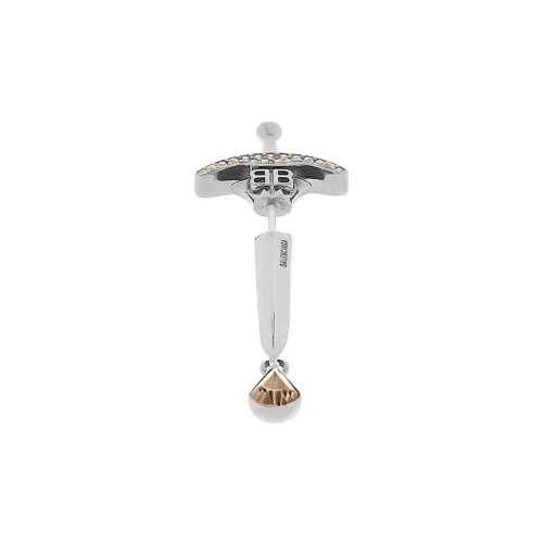 Balenciaga Brass Glass Earrings Women's Silver