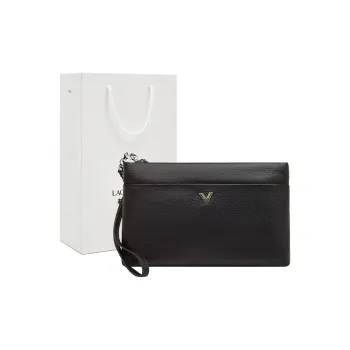 Old Man's Head Cow Leather Clutch Regular Men's Black