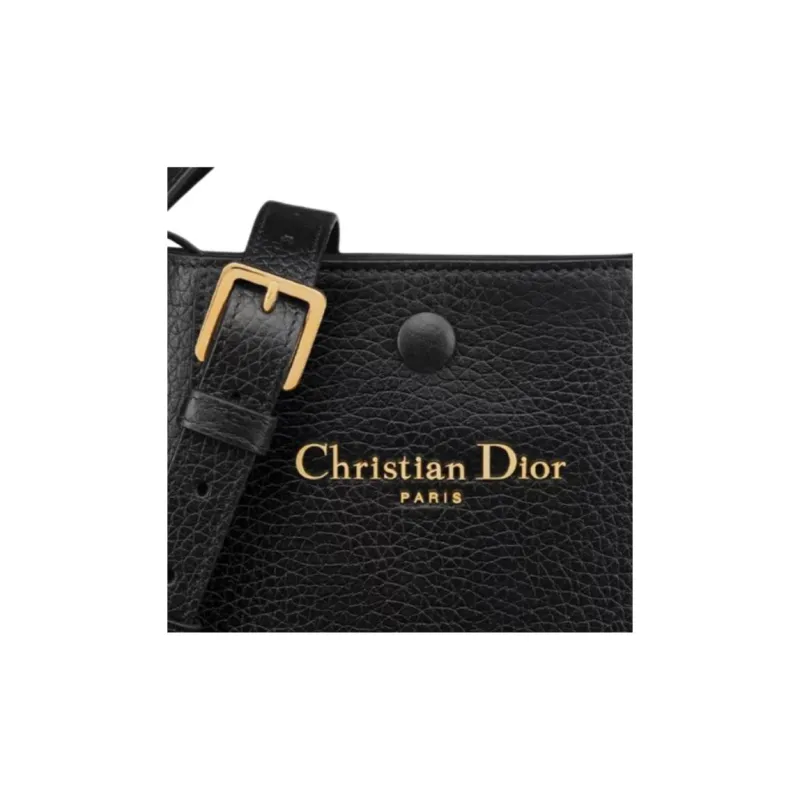 DIOR Cow Leather Basket Bag, Bucket Bag, Handbag Small Size Women's Black-5