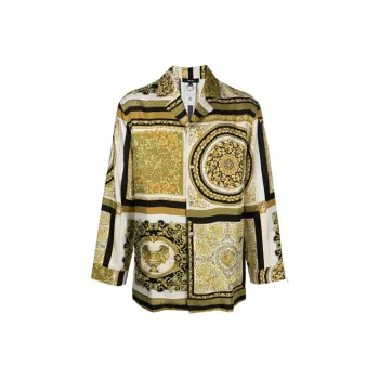 VERSACE Mixed Print Silk Shirt