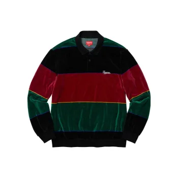 Supreme Stripe Velour L/S Polo