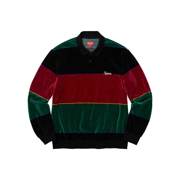 Supreme Stripe Velour L/S Polo-0
