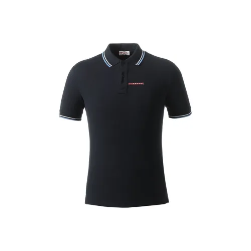 PRADA Polo Shirts Men Blue Black